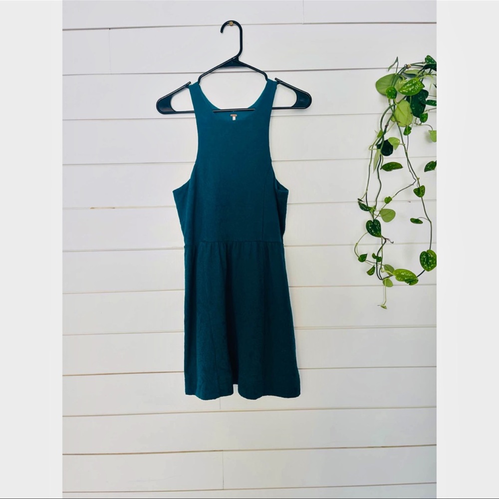 Free People Green Paisley Fit And Flare Skater Dress